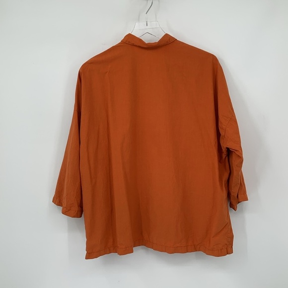 Eleven Stitch Design boxy oversized top blouse shirt orange button USA X-Small - Picture 3 of 4